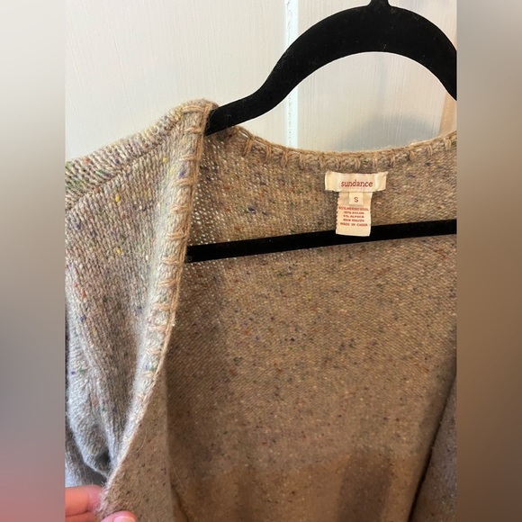 Sundance Womens S Tan Merino Wool Alpaca Blend Open Front Cardigan Sweater - Picture 2 of 6
